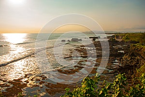 Beautiful landscape with sea at sunset.