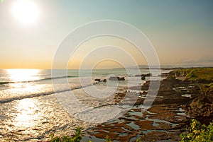 Beautiful landscape with sea at sunset.