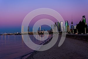 Beautiful landscape of Shuwaikh beach in city of Kuwait