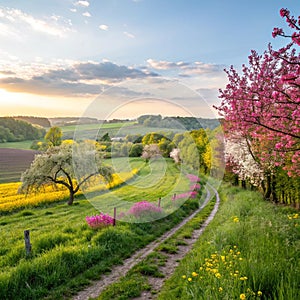 Spring Fields & Allee in Summer