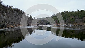 Beautiful landscape of the St. Croix River at Interstate State Park on a winter morning in Taylors Falls