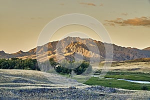 Beautiful landscape with stone rock mountains oraund of the Sibiny lakes RU: Sibinskiye Ozora: Sadyrkol, Tortkara, Shalkar, photo