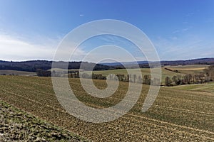 Beautiful landscape on a sunny winter day with blue sky