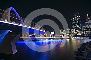 Beautiful landscape sunset during twilight of Perth city and Elizabeth Quay