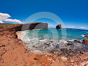 Beautiful landscape with the Sweatheart rock on Lanai, Hawaii