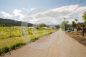 Beautiful landscape of Takayama mura at sunny summer or spring day and blue sky in Kamitakai District in northeast Nagano