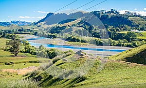 Beautiful landscape of Te Mata Peak and Tukituki river in Hawke\'s bay region of New Zealand.