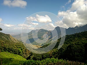 Beautiful landscape of tea plantation in the Indian state of Kerala with selective focus. landscape of the city, Munnar with its