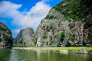 Beautiful landscape of Trang An in Tam Coc, a UNESCO World Heritage Site in Ninh Binh Province, Vietnam