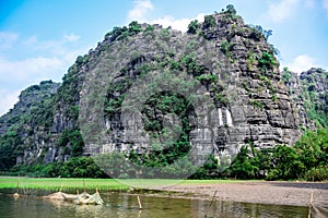 Beautiful landscape of Trang An in Tam Coc, a UNESCO World Heritage Site in Ninh Binh Province, Vietnam