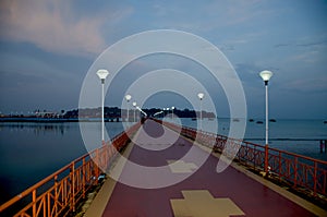 Beautiful landscape in the twilight of Andaman Sea Embankment to Port Blair India