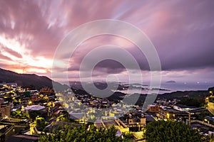 The beautiful landscape at twilight of Jiufen Old Village