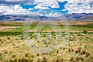 Beautiful landscape between Uyuni and La Paz, Bolivia. Desert landscape of  Bolivia