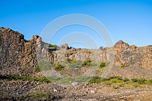 The beautiful landscape of Vesturdalur in Jokulsargljufur in Vatnajokull national park in Iceland