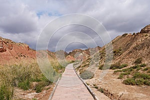 Beautiful landscape view of Binggou Danxia Scenic Area in Sunan Zhangye Gansu Province, China