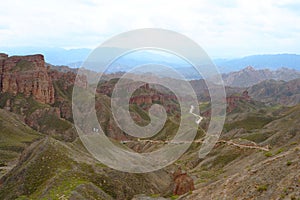 Beautiful landscape view of Binggou Danxia Scenic Area in Sunan Zhangye Gansu Province, China