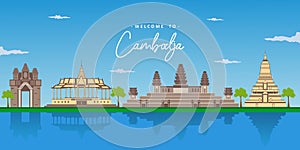 Beautiful landscape view of Cambodia with the world famous landmark. Angkor Wat, Siem Reap, Phnom Phenh, Silver Pagoda. Business