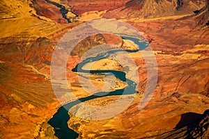 Beautiful landscape view of curved colorado river in Grand canyon