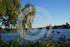 View of the Dahme River from Schlossinsel Island. 12557 Berlin, Germany photo