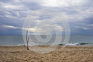 Beautiful landscape view of desert beach in koh lanta in krabi province of Thailand South Asia on sunset