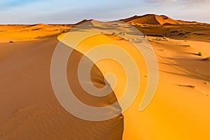 Beautiful landscape view of dunes Erg Chebbi, Sahara Desert, Merzouga, Morocco