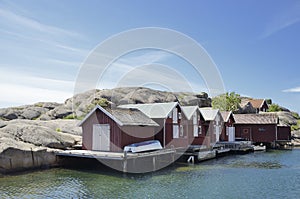 Beautiful landscape view of fishing houses at Kungshamn