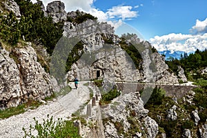 Beautiful landscape. View of Lake Garda from tremalzo pass ,Italy. Popular destinations for travel in Europe. Italian Dolomites-