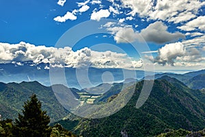 Beautiful landscape. View of Lake Garda from tremalzo pass ,Italy. Popular destinations for travel in Europe. Italian Dolomites-