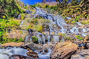 Beautiful landscape view of Mae Ya Waterfall in Doi Inthanon nat