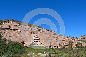 Beautiful landscape view of Mati Temple in Zhangye Gansu China