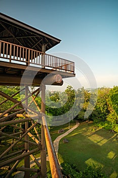 Beautiful landscape view of the Observation towers in Putrajaya Wetlands Park