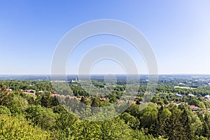 Beautiful landscape view over a suburb a sunny summer day photo