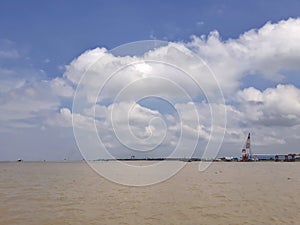 A beautiful  landscape  view  of the  Padma River of Bangladesh.