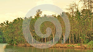 Beautiful landscape view from river above Thiruparappu falls. Amazing natural background with colour effects. Weekend gateway or