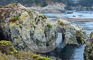 Beautiful landscape, view rocky Pacific Ocean coast at Point Lobos State Reserve in Carmel, California