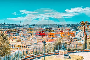 Beautiful landscape view of Rome, or his called Eternal City from Terrazza del Pincio. Italy