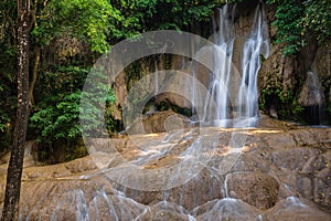 Beautiful landscape view of Sai yok noi waterfall kanchanaburi.