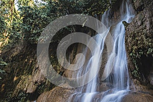 Beautiful landscape view of Sai yok noi waterfall kanchanaburi.