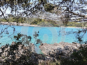 Beautiful landscape. View of the sea, the bay, forest and the mountains