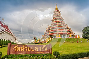 Beautiful landscape view of Wat Huay Pla Kang, a Chinese styled Mahayana Buddhist temple in the northern outskirts of Chiang Rai