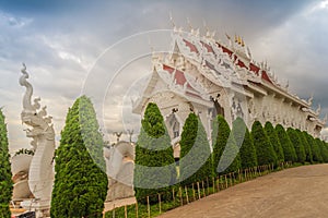 Beautiful landscape view of Wat Huay Pla Kang, a Chinese styled Mahayana Buddhist temple in the northern outskirts of Chiang Rai