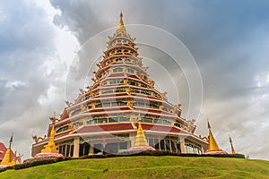 Beautiful landscape view of Wat Huay Pla Kang, a Chinese styled Mahayana Buddhist temple in the northern outskirts of Chiang Rai