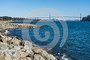 Beautiful landscape view from West Vancouver Centennial Seawalk, BC, Canada.