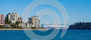 Beautiful landscape view from West Vancouver Centennial Seawalk, BC, Canada.