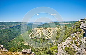 Beautiful landscape of the viewpoint of Las Majadas. Landscape with great cliff in Cuenca. Spain photo