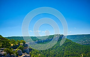 Beautiful landscape of the viewpoint of Las Majadas. Landscape with great cliff in Cuenca. Spain photo