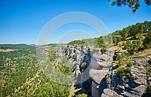 Beautiful landscape of the viewpoint of Las Majadas. Landscape with great cliff in Cuenca. Spain photo