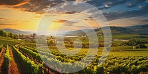 Beautiful landscape of Vineyards in European region in summer comeliness