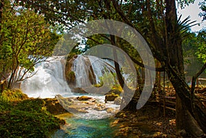 Landscape with waterfall Agua Azul, Chiapas, Palenque, Mexico