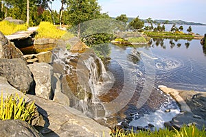 Beautiful landscape with a waterfall on a summer day, Stavanger, Rogaland county, Norway